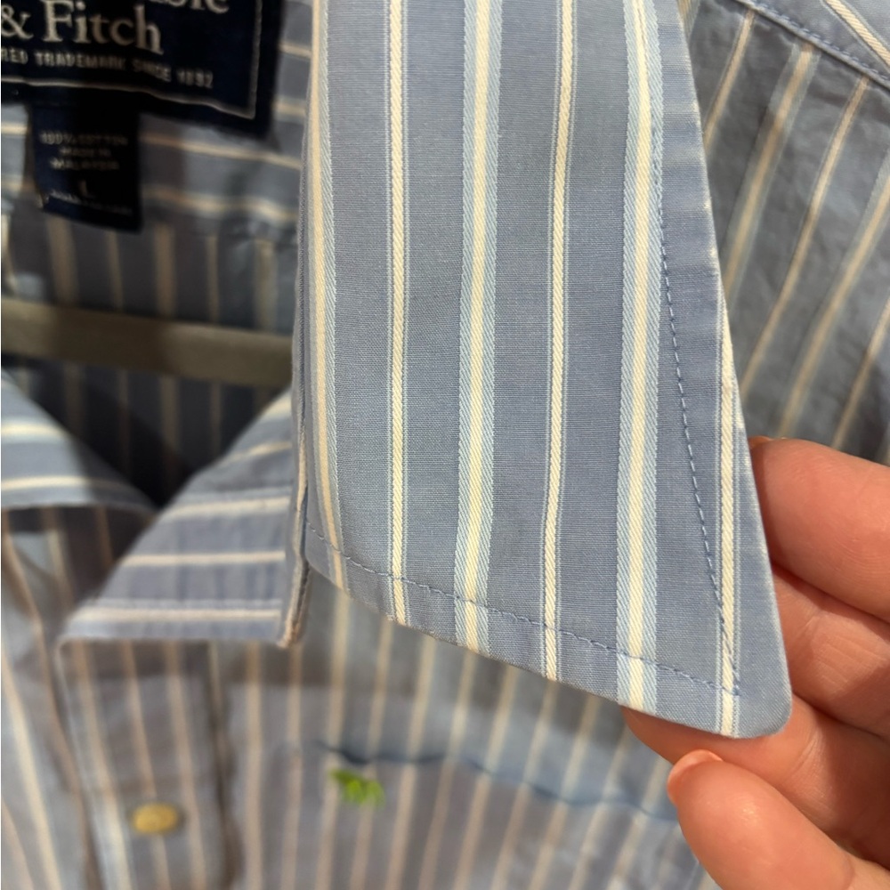 Abercrombie & Fitch Blue‎ Striped Men's Shirt - Picture 5 of 8